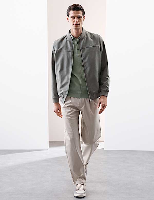 Textured  Viscose Rich Knitted Polo Shirt - EE