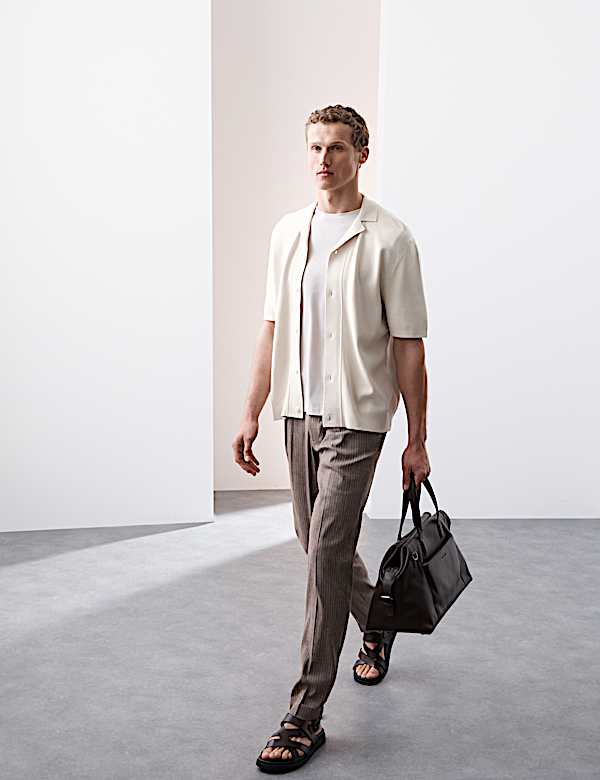 Relaxed Button Through Knitted Polo Shirt - KG