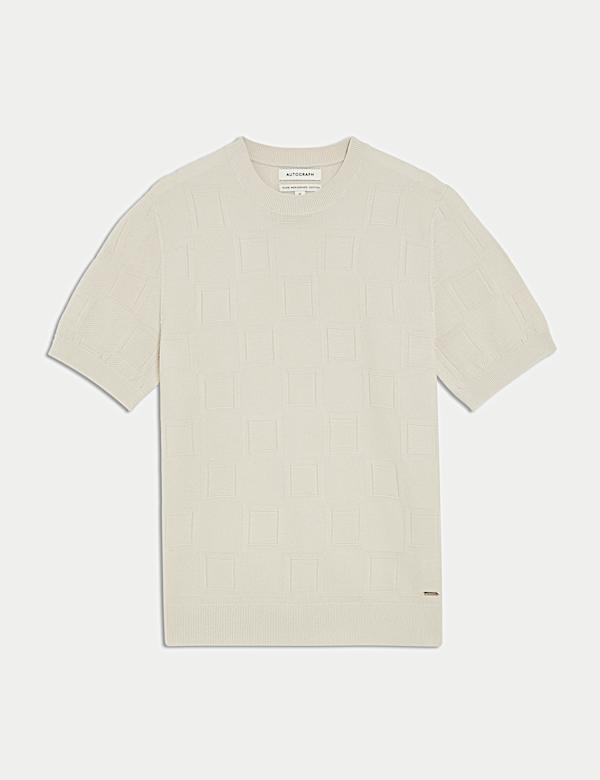 Strick-T-Shirt aus merzerisierter Baumwolle mit geometrischer Struktur - AT