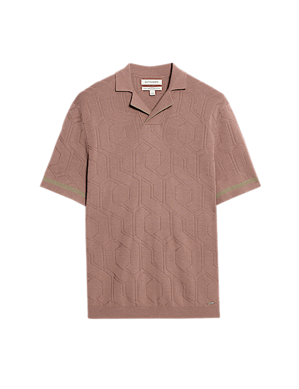 Mercerised Cotton Textured Knitted Polo Shirt