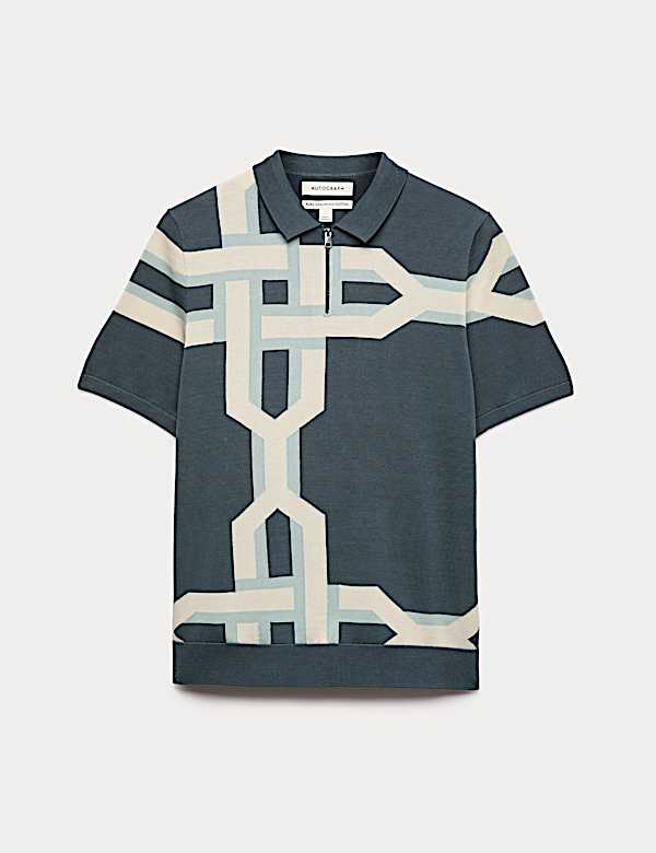 Mercerised Cotton Chain Print Knit Polo - IL