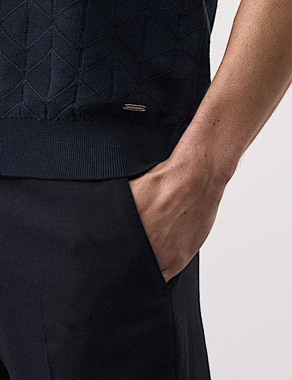 Geometrisch gebreid T-shirt van glanskatoen - BE