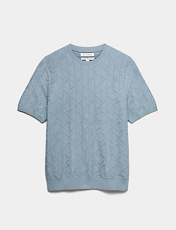 Mercerised Cotton Geometric Knitted T-shirt - BE