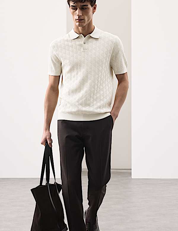 Mercerised Cotton Knitted Polo Shirt - DK