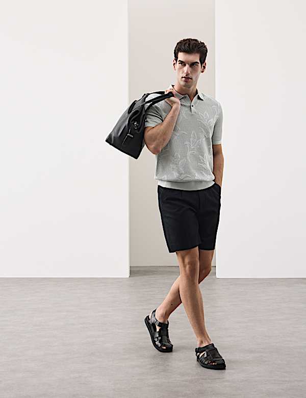 Pure Cotton Floral Pointelle Polo Shirt - CN