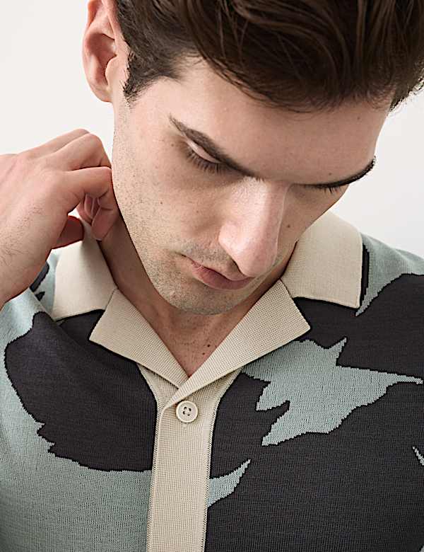 Pure Cotton Floral Button Through Polo - AL