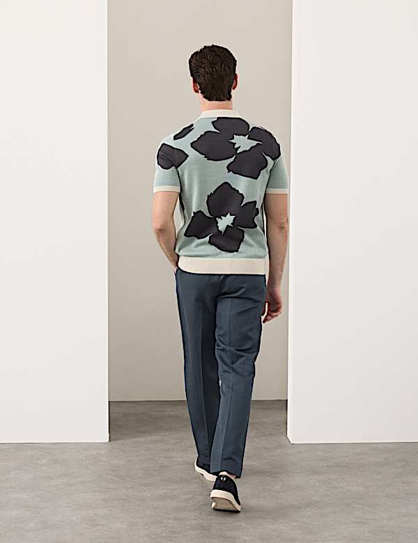 Pure Cotton Floral Button Through Polo - AL