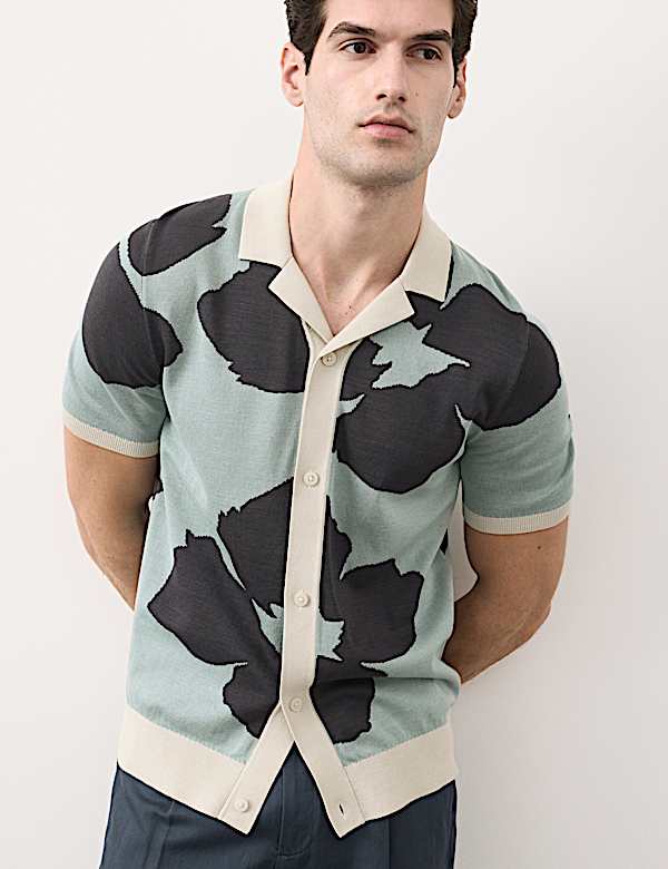 Pure Cotton Floral Button Through Polo - AL