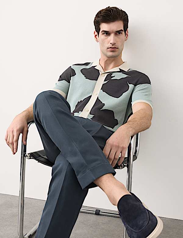 Pure Cotton Floral Button Through Polo - AL