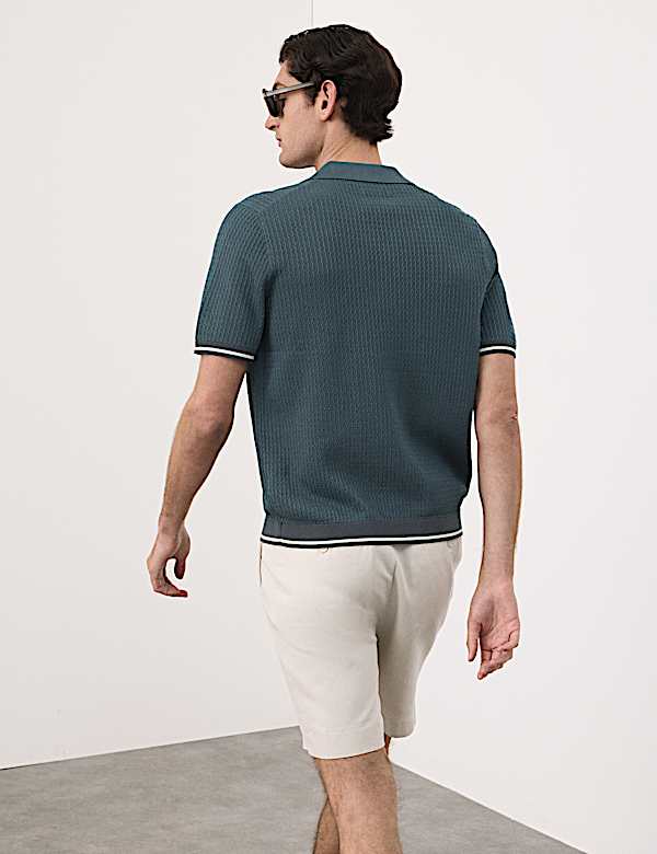 Tipped Button Through Revere Polo Shirt - VN