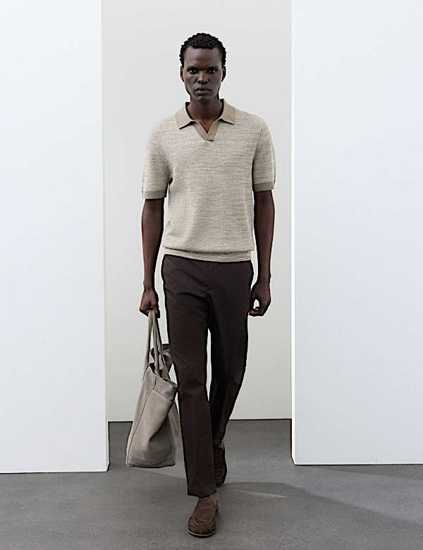 Pure Cotton Twisted Stitch Knitted Polo - KR