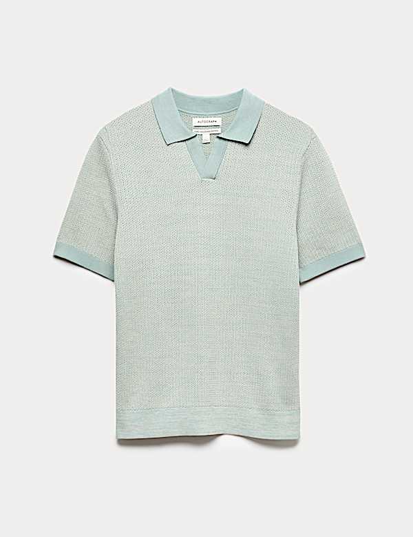 Pure Cotton Twisted Stitch Knitted Polo - GR