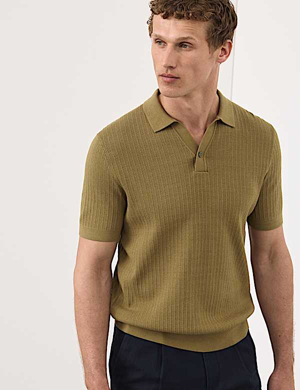 Mercerised Cotton Knitted Polo Shirt | KHAKI | Knitted Polo Shirts