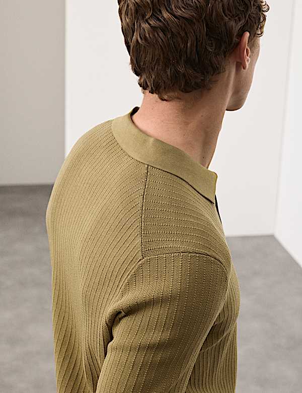 Mercerised Cotton Knitted Polo Shirt - LU