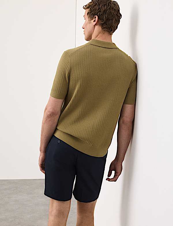 Mercerised Cotton Knitted Polo Shirt - LU