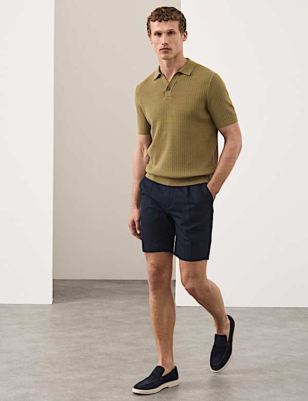 Mercerised Cotton Knitted Polo Shirt - LU