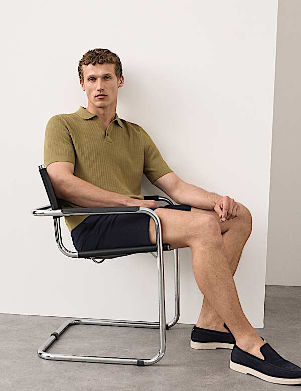 Mercerised Cotton Knitted Polo Shirt - LU