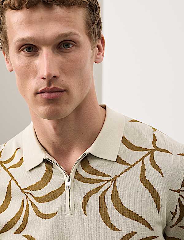 Strick-Poloshirt aus reiner merzerisierter Baumwolle mit kurzem Rei&szlig;verschluss - DE