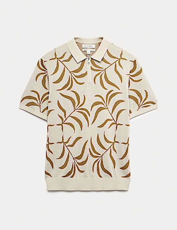Strick-Poloshirt aus reiner merzerisierter Baumwolle mit kurzem Rei&szlig;verschluss - DE