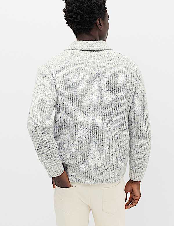 Cotton Blend Zip Up Knitted Jacket - VN