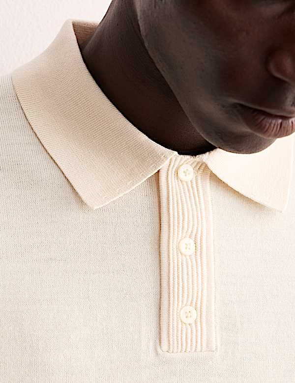 Polo de punto de lana merino con seda - ES