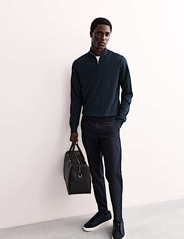 Merino Wool Rich with Silk Half Zip Jumper - FR