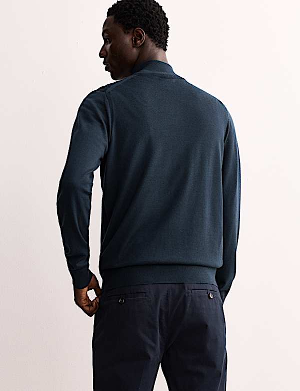 Merino Wool Rich with Silk Half Zip Jumper - FR