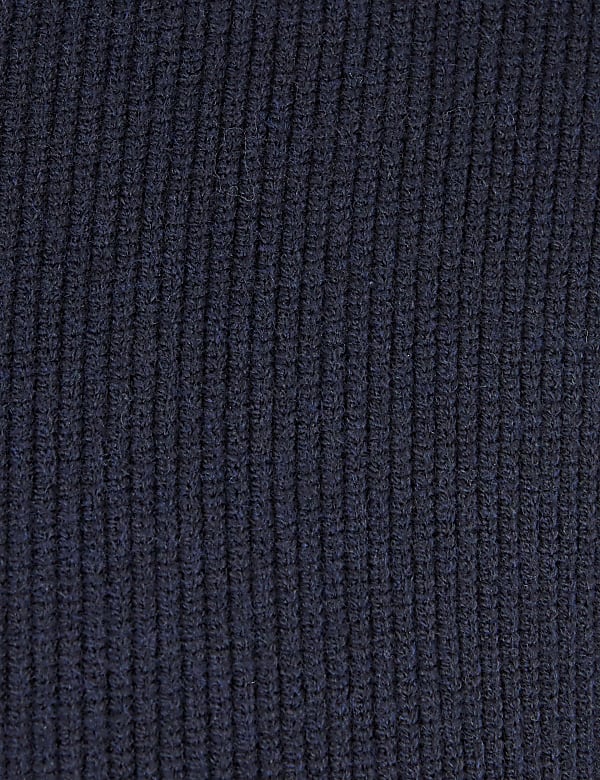 Cotton Rich Ribbed Funnel Neck Cardigan