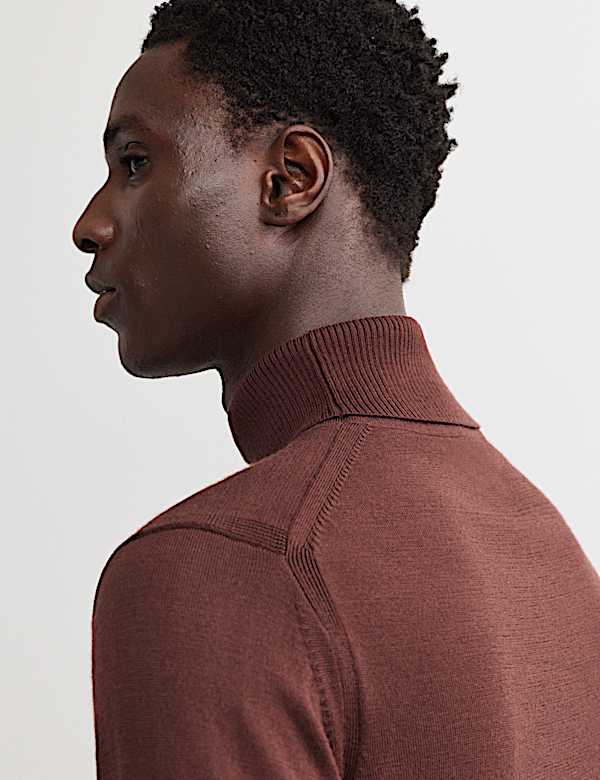Extra Fine Merino Roll Neck Jumper with Silk - GR