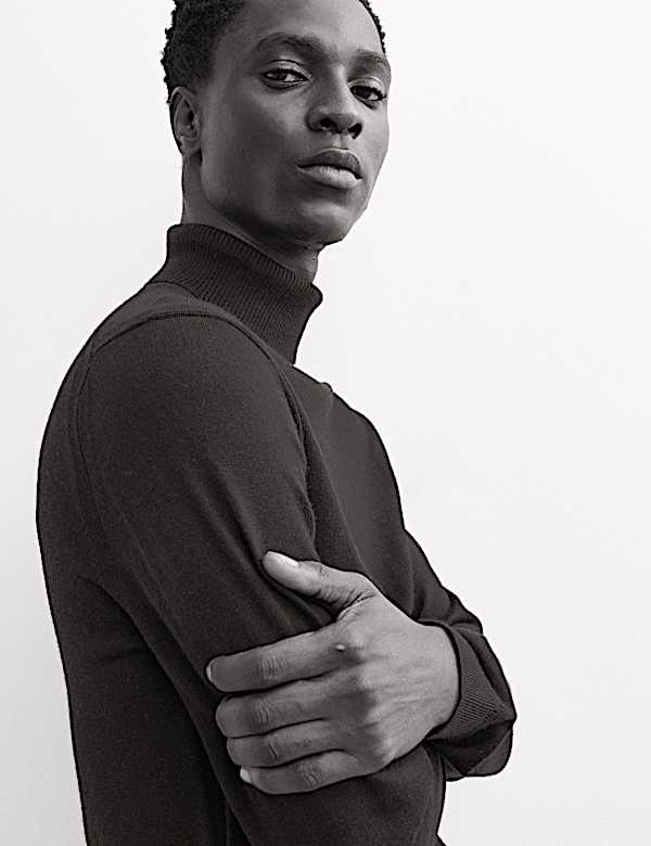 Extra Fine Merino Roll Neck Jumper with Silk - AU