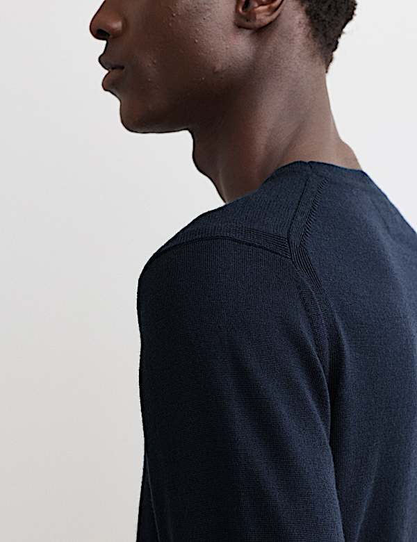 Extra Fine Merino Wool Crew Neck Jumper with Silk - ES