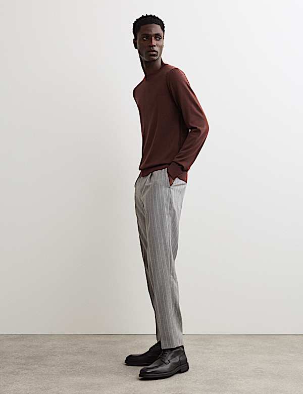 Extra Fine Merino Wool Crew Neck Jumper with Silk - FR