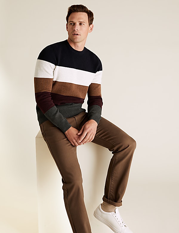 Block Striped Crew Neck Jumper