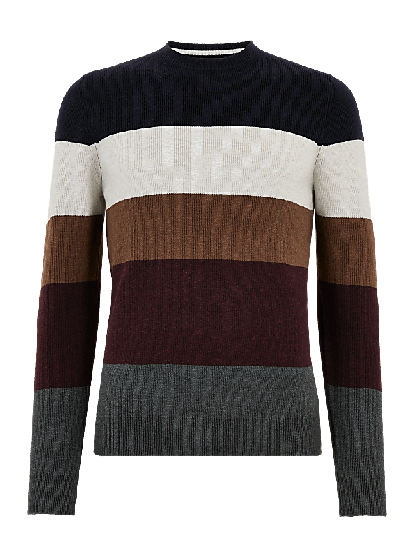 Block Striped Crew Neck Jumper