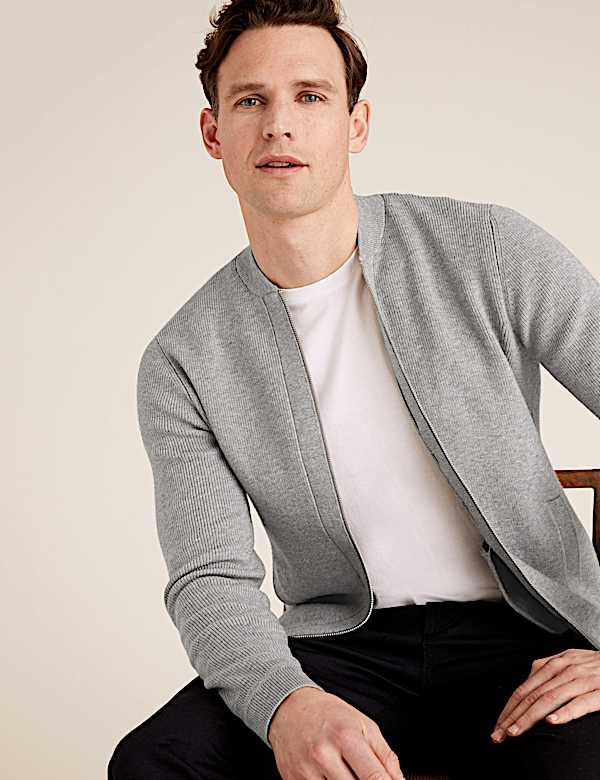 Ribbed Knitted Bomber
