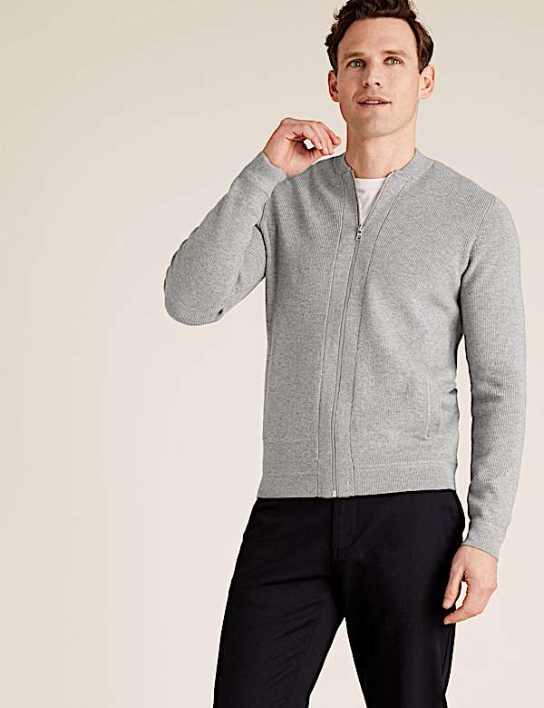 Ribbed Knitted Bomber