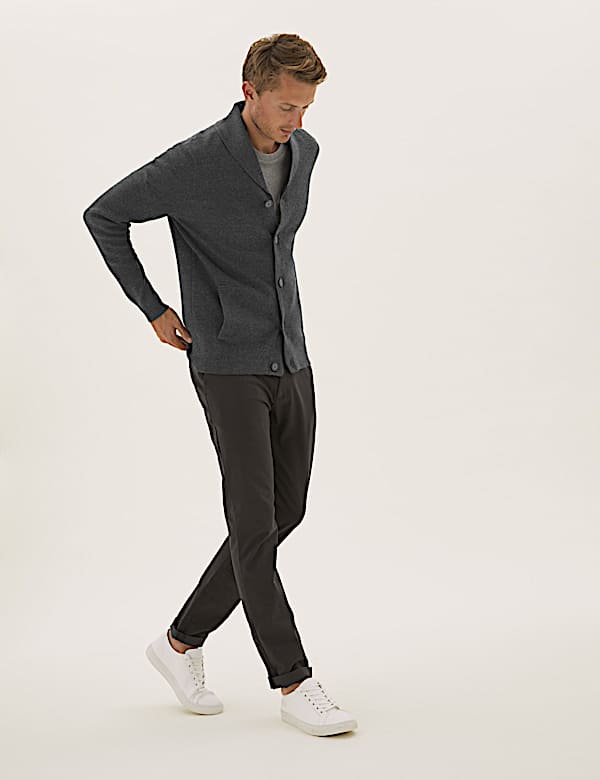 Ribbed Shawl Collar Cardigan