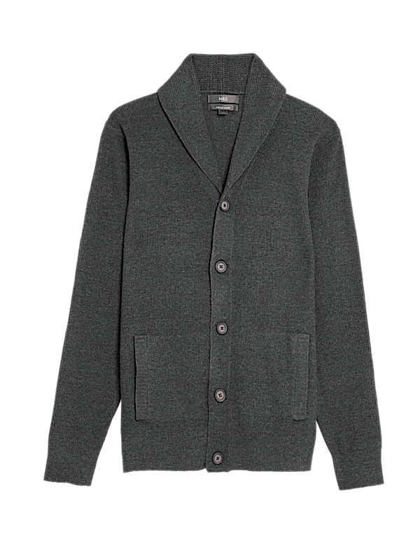 Ribbed Shawl Collar Cardigan