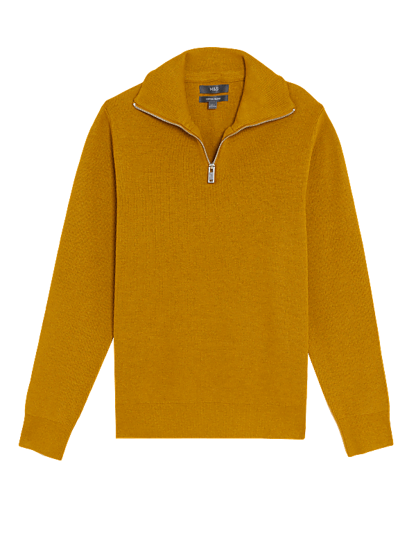 Cotton Blend Ribbed Jumper