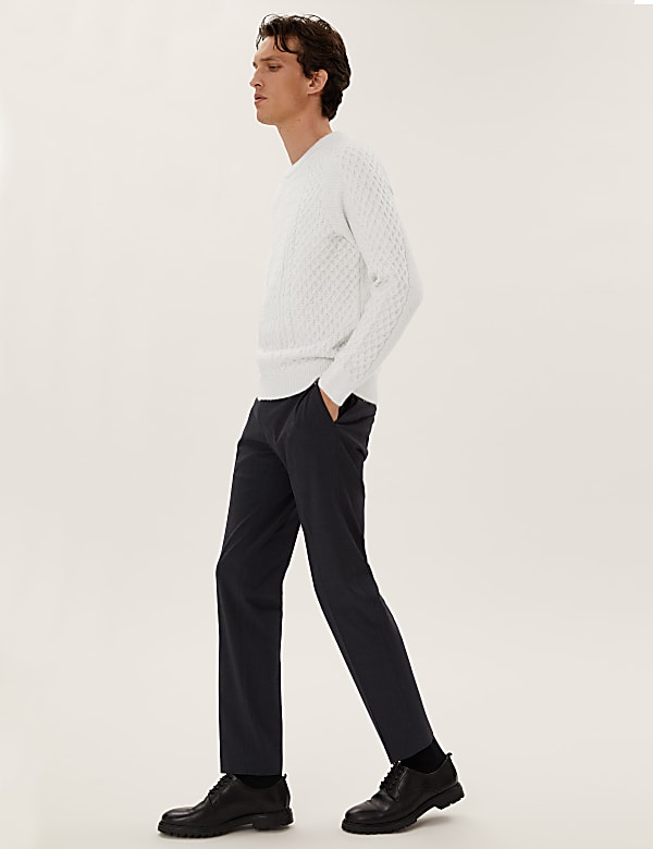 Cable Crew Neck Jumper With Wool