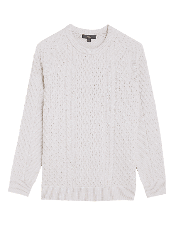 Cable Crew Neck Jumper With Wool