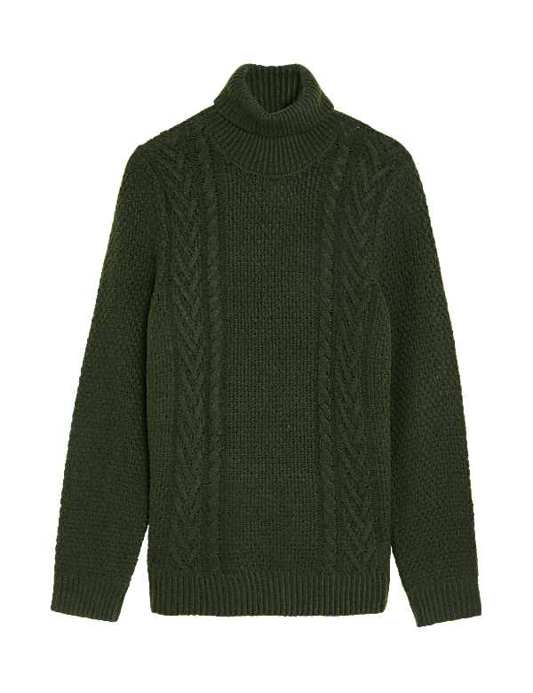 Cable High Neck Jumper with Wool