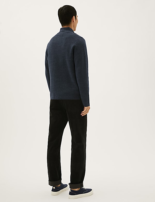 Cotton Blend Ribbed Zip Up Knitted Jacket