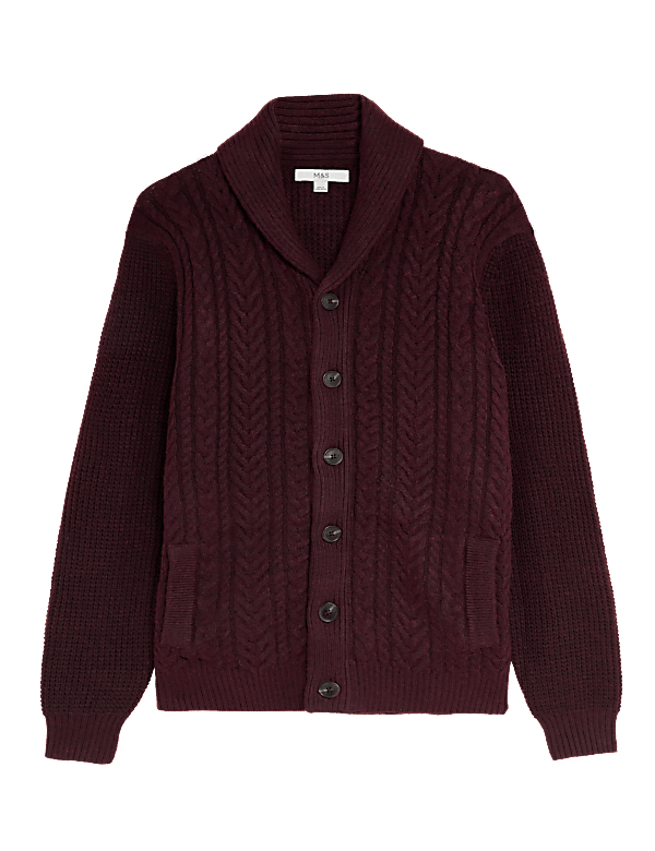 Cable Shawl Collar Cardigan