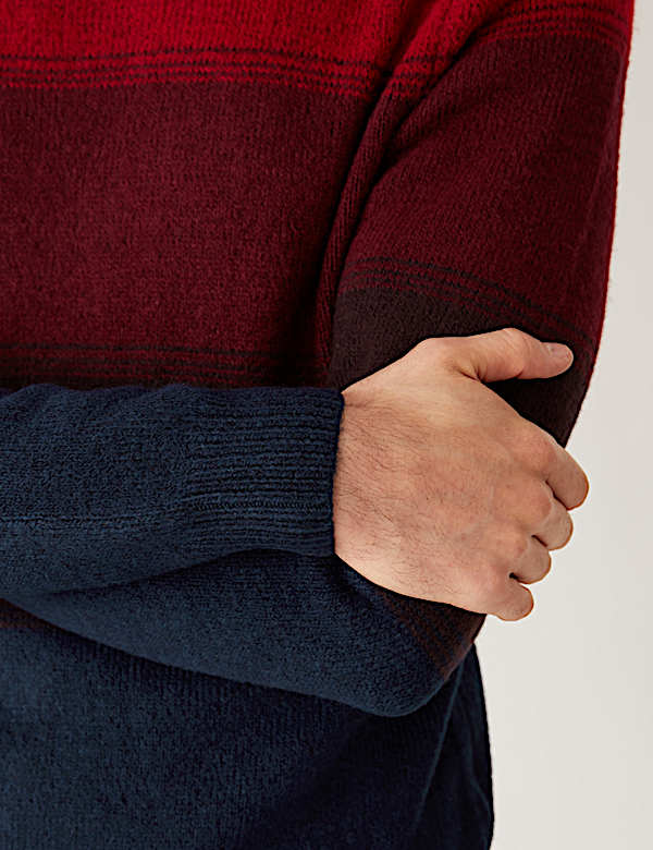 Striped Crew Neck Jumper with Wool