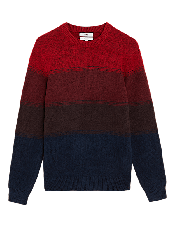 Striped Crew Neck Jumper with Wool