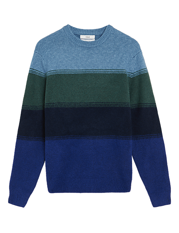 Striped Crew Neck Jumper with Wool