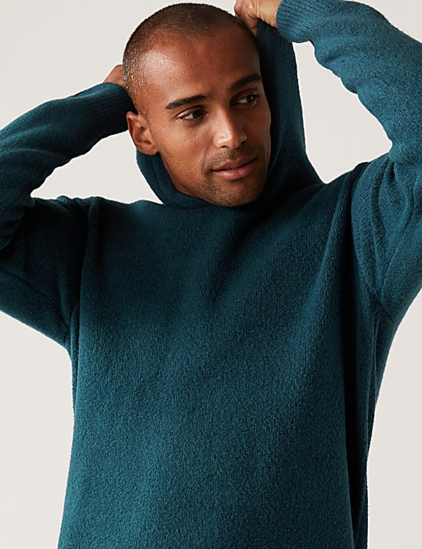Cotton Blend Knitted Hoodie