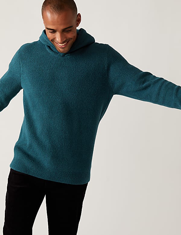 Cotton Blend Knitted Hoodie