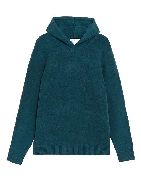 Cotton Blend Knitted Hoodie